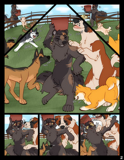 ambiguous_gender anthro barking face_lick falling falling_over feral group jumping_on_another licking nipping nude open_mouth pet_food playing size_difference sniffing tail teeth tongue tongue_out pariahpuppy korwin canid canine canis domestic_dog herding_dog malinois_dog mammal molosser mountain_dog pastoral_dog pomeranian saint_bernard sheepdog shiba_inu spitz absurd_res comic hi_res