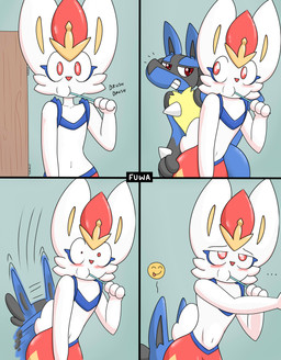 anal anthro blue_body blue_fur blush brush brushing brushing_teeth duo enjoying fur grey_body grey_fur male male/male navel oral red_eyes rimming sex simple_background smile smiling_at_another smug spikes surprised_expression toothbrush white_body white_fur mr_fuwa nintendo pokemon canid canine cinderace generation_4_pokemon generation_8_pokemon lagomorph lucario mammal pokemon_(species) absurd_res comic hi_res