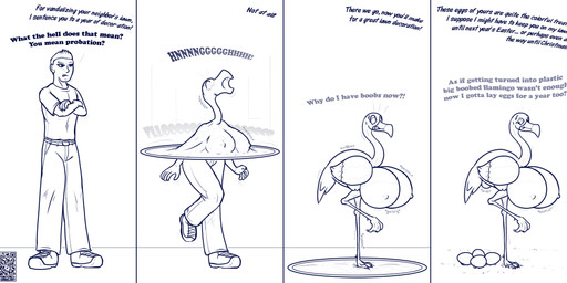 angry beak big_breasts bottomwear breast_growth breasts busty_feral clothing crossed_arms dialogue egg embarrassed female feral footwear gender_transformation growth huge_breasts human_to_feral male mtf_transformation nipples nude offscreen_character on_one_leg open_mouth oviposition pants shoes simple_background solo species_transformation standing surprised text transformation transformation_ring daniel_kay avian bird flamingo human mammal 2023 absurd_res digital_media_(artwork) english_text hi_res sequence