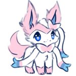 ambiguous_gender blue_eyes blue_sclera bow_(anatomy) ear_bow_(anatomy) feral fluffy fluffy_tail fur fur_markings hair_bow_(anatomy) markings neck_bow_(anatomy) paws pink_body pink_fur ribbons_(anatomy) simple_background smile solo tail tuft white_background white_body white_fur snoiifoxxo nintendo pokemon eeveelution generation_6_pokemon mammal pokemon_(species) sylveon 1:1 hi_res