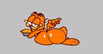 anthro big_butt butt feet food glistening glistening_body glistening_butt holding_food holding_object lasagna looking_at_viewer male nude open_mouth orange_body orange_butt outline pasta simple_background smile solo thick_thighs superiorfox garfield_(series) garfield_the_cat domestic_cat felid feline felis mammal digital_media_(artwork)