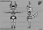 antennae_(anatomy) apron clothing machine maid_uniform solo text toony uniform widdlywham widdly robot black_and_white hi_res monochrome url