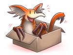 4:3 ambiguous_gender box canes-cm capcom container feral if_it_fits_i_sits_(meme) in_box in_container kecha_wacha meme monster_hunter primatius simple_background solo white_background