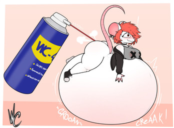 aerosol_can air_inflation anthro belly belly_expansion belly_grab big_belly big_butt black_clothing black_footwear black_shoes black_sneakers black_sweater black_topwear blush breast_tape butt choker clothing compressed_air creaking ear_piercing exclamation_point expansion female fishnet_clothing fishnet_topwear footwear groan hair high_top_shoes huge_belly hyper hyper_belly hyper_inflation inflated_belly inflation jewelry lying lying_on_self mouse_ears mouse_tail necklace nipples_visible_through_clothing on_front piercing red_hair shoes sneakers solo squiggle_mouth sweater topwear wide_eyed wrongcable wd-40 mammal mouse murid murine rodent 2025 absurd_res hi_res