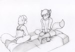 bed bedroom_eyes female furniture male narrowed_eyes seductive foxero christopher_mckyle_(foxero) marlene_monroe_(foxero) canid canine fox mammal absurd_res hi_res traditional_media_(artwork)