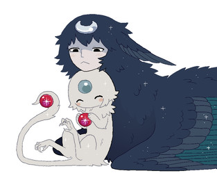 4_toes :< ^_^ ambiguous_gender ball black_eyes blue_body blue_ears blue_feathers blue_gem blue_hair blue_wings blush blush_stickers chin_on_head crescent_(shape) duo egg expressionless eyes_closed feathers feet female female/female feral feral_on_feral forehead_gem fur gem grey_face hair happy holding_ball holding_egg holding_object holding_orb humanoid_face looking_at_another lying multicolored_body multicolored_feathers multicolored_wings neck_tuft on_front orb red_gem simple_background sitting smile sparkles tan_body tan_fur teal_body teal_feathers toes tuft white_background wings jejejunum european_mythology greek_mythology mythology secret_(jejejunum) whisper_(jejejunum) avian deity dragon fraid_(species) harpy mythological_avian mythological_creature mythological_scalie nethermare scalie spirit 2026 digital_drawing_(artwork) digital_media_(artwork) female_(lore)