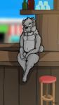 bar bottomwear clothed clothing green_eyes male shorts solo topless hehky hehky_(character) canid canine canis mammal wolf 9:16 digital_media_(artwork)