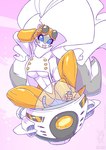 anthro blue_eyes breasts clothed clothing coat eyewear female floating fully_clothed fur gloves goggles grey_body grey_fur hair handwear hovercraft lab_coat sitting solo topwear under_boob white_body white_fur white_hair conditional_dnp jollyjack sega sonic_the_hedgehog_(series) chloe_sinclaire mammal mephitid skunk 2025