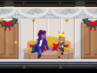 anthro blonde_hair bottomwear clothing denim denim_bottomwear denim_clothing door duo female furniture hair inside jeans pants purple_body purple_skin sitting sofa style_emulation text yellow_sclera vlurr capcom deltarune ghost_trick kris_where_are_we undertale_(series) noelle_holiday susie_(deltarune) deer mammal new_world_deer reindeer scalie 2025 3d_(artwork) 3d_animation 4:3 animated digital_media_(artwork) meme short_playtime sound video