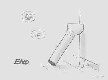 ambiguous_gender dialogue ellipsis furniture nightstand offscreen_character thanking the_end zero_pictured averysweatyboy comic end_page monochrome