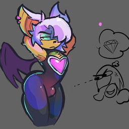 anthro bulge clothing crossgender duo ear_piercing ear_ring eyeshadow femboy ftm_crossgender fur hair hair_over_eye hands_behind_head looking_at_bulge makeup male male/male piercing raised_arms ring_piercing tight_clothing white_body white_fur wide_hips wings yooidew sega sonic_the_hedgehog_(series) knuckles_the_echidna rogue_the_bat_(nikkikaji) rouge_the_bat bat echidna mammal monotreme 1:1