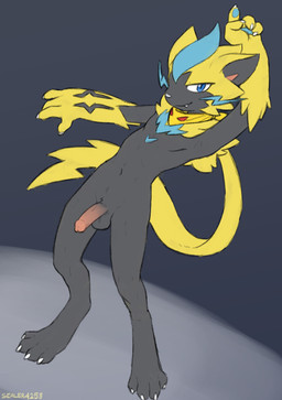 4_fingers 4_toes anthro balls biped blue_eyes claws feet finger_claws fingers flaccid front_view fur genitals grey_background grey_body grey_fur humanoid_genitalia humanoid_penis looking_at_viewer male mostly_nude mostly_nude_anthro navel nude nude_anthro nude_male penis scarf scarf_only simple_background solo standing tail toe_claws toes yellow_body yellow_fur yellow_tail sealer4258 nintendo pokemon xil_(sealer4258) generation_7_pokemon legendary_pokemon pokemon_(species) zeraora 2025 absurd_res digital_drawing_(artwork) digital_media_(artwork) hi_res