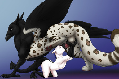 ambiguous_gender anthro anthro_on_feral anthro_penetrated ball_fondling balls beak bestiality black_body bodily_fluids duo erection eyes_closed feet fellatio feral feral_penetrating feral_penetrating_anthro fondling fur genitals holding_penis interspecies larger_feral larger_male male male/male male_anthro male_feral male_penetrated male_penetrating male_penetrating_male markings nude oral oral_penetration pawpads penetration penile penile_penetration penis penis_in_mouth raised_leg red_penis saliva saliva_on_penis servicing_from_below sex simple_background size_difference size_play smaller_anthro smaller_male spots spotted_body sucking tail talons toes white_body white_fur wings erelonhart mythology anselm_fenrisulfr faunoiphilia avian bird canid canine canis corvid corvus_(genus) dragon felid gryphon hybrid jaguar mammal mythological_avian mythological_creature mythological_scalie oscine pantherine passerine raven scalie wolf 2015 signature