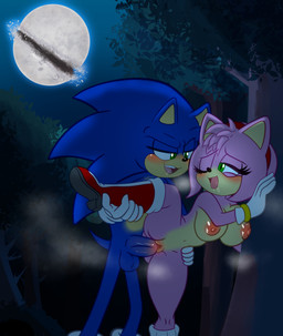 anthro areola blush bodily_fluids boots breasts clitoral_hood clitoris clothing dripping duo erection female female_penetrated footwear forest from_behind_position full_moon fur genital_fluids genitals gloves green_eyes hair half-closed_eyes handwear holding_leg looking_pleasured male male/female male_penetrating moon narrowed_eyes night nipples nude one_eye_closed open_mouth outdoor_nudity outside outside_sex penetration penile penile_penetration penis pink_body plant saliva saliva_drip sex shoes smile spread_legs spreading standing standing_sex tail tree vaginal vaginal_penetration vulva demichan sega sonic_the_hedgehog_(film) sonic_the_hedgehog_(series) amy_rose sonic_the_hedgehog eulipotyphlan hedgehog mammal absurd_res digital_media_(artwork) hi_res
