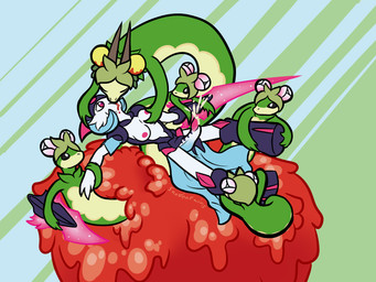 ambiguous_gender anthro apple armor black_eyes blade_arm boots breast_grab breasts clothing ejaculation feral flower flower_on_head food footwear forced forced_kiss fruit fusion genitals group hand_on_breast herm herm/ambiguous holding_down horn intersex intersex/ambiguous kissing kissing_while_cumming knee_pads mouthless multi_body nipples penis pink_eyes pinned plant pokemon_fusion restrained shoes shoulder_pads spit_sharing sword_arm syrup undressing sandentwins european_mythology greek_mythology mythology nintendo pokemon pomadochi ceruledge dolliv elemental_creature flora_fauna future_pokemon gardevoir generation_3_pokemon generation_9_pokemon hybrid hydra hydrapple iron_valiant paradox_pokemon pokemon_(species) reptile scalie shiny_pokemon snake 4:3 hi_res