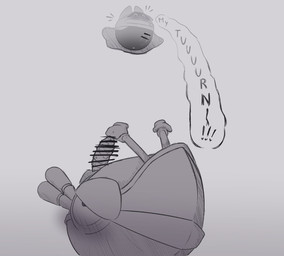 ^_^ anus bar_emanata biped blush blush_lines bottomless bottomless_male censor_bar censored_genitalia censored_penis clothed clothing dialogue duo emanata erection exclamation_point eyes_closed falling genitals grey_background heart_symbol imminent_penetration imminent_sex ineffective_censorship legless looking_up low-angle_view machine male not_furry penis simple_background smile speech_bubble text unusual_anatomy unusual_genitalia_placement unusual_penis_placement vehicle yelling ariarik_o0 kirby_(series) kirby_air_riders nintendo magolor living_machine living_vehicle waddling_head wheelie_(kirby) 2025 censored digital_drawing_(artwork) digital_media_(artwork) english_description english_text greyscale hi_res monochrome