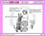 border canid canine canis comic domestic_dog english_text female great_dane greyscale human mammal mastiff mizuiro_megane molosser monochrome petting pink_border plant simple_background sitting sketch text tongue tongue_out translated white_background