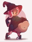 after_vore belly big_belly black_clothing breasts clothing duo female female_pred hat headgear headwear overweight simple_background vore white_background witch_costume malachi21148 nintendo splatoon cephalopod humanoid marine mollusk octarian octoling 2018 hi_res