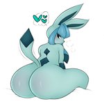 anthro anthrofied big_butt blue_body blue_butt blush butt female glistening glistening_body glistening_butt glistening_shoulders heart_symbol looking_back nude pokemorph simple_background solo tail saltyxodium nintendo pokemon canid eeveelution generation_4_pokemon glaceon mammal pokemon_(species) 2020 digital_media_(artwork) hi_res