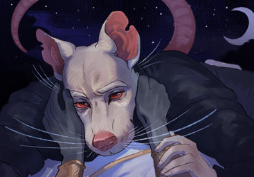 ambiguous_gender anthro clothed clothed_anthro clothed_male clothing crescent_moon duo first_person_view fur hand_on_head hug looking_at_viewer male male/ambiguous male_anthro moon night notched_ear outside rat_tail red_eyes sky solo_focus star starry_sky tail ryan1111_(artist) mammal murid murine rat rodent 2026 hi_res
