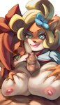 activision anthro bandicoot big_breasts blonde_hair breast_play breasts coco_bandicoot crash_bandicoot_(series) deer elora face_squish faun_(spyro) fellatio female female_on_human first_person_view foreskin foreskin_bite genitals green_eyes group hair hi_res huge_breasts human human_on_anthro interspecies looking_at_viewer male male/female male_on_anthro mammal marsupial nipples noblood oral penile penis sex simple_background spyro_reignited_trilogy spyro_the_dragon squish titfuck white_background