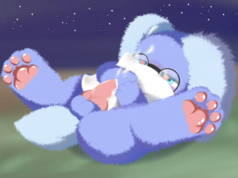 bedding blanket blue_body blue_ears blue_fur bodily_fluids cum cumshot ejaculation eyewear floppy_ears fur genital_fluids genitals glasses grinding hug hugging_object hugging_pillow lop_ears male masturbation penis pillow pillow_humping pink_penis solo shiningcanc domestic_rabbit lagomorph leporid mammal oryctolagus rabbit 4:3