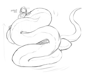 apode arms_bent clothed clothing coiling directional_arrow female hair hand_on_tail legless long_tail looking_at_viewer nervous serpentine short_hair simple_background solo split_form straight_hair tail tapering_tail text thick_tail white_background whitechip draconcopode humanoid lamia reptile scalie snake digital_drawing_(artwork) digital_media_(artwork) english_text full-length_portrait hi_res monochrome portrait sketch