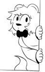 5_fingers anthro bow_tie breasts clothed clothing female fingers hair looking_at_viewer short_hair simple_background solo suit tail white_body white_hair d0ubletw0 doe_(d0ubletw0) mammal mustelid otter 5:8 digital_media_(artwork) low_res monochrome portrait