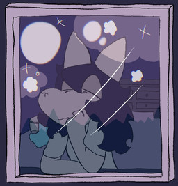 anthro arm_support leaning_on_elbow male moon reflection solo star stargazing window nyactophiliac ash_(nyactophiliac)