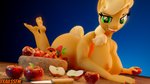 anthro anthrofied apple blonde_hair bowl breasts butt container female food fruit green_eyes hair knife looking_at_viewer lying nipples on_front plant ponytail solo trailssfm friendship_is_magic hasbro my_little_pony applejack_(mlp) equid equine horse mammal pony 16:9 3d_(artwork) 4k absurd_res blender_(artwork) digital_media_(artwork) hi_res widescreen