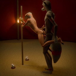 anthro anthro_penetrated arms_tied bound candle captured duo female female_penetrated knot male male/female male_penetrating male_penetrating_female markings penetration penile penile_penetration penis_in_vagina sex solo tail tied_to_pole torch tribal tribal_markings vaginal vaginal_penetration calixto blender_eevee canid canine canis deer mammal wolf 1:1 3d_(artwork) 3d_animation animated blender_(artwork) digital_media_(artwork) loop no_sound short_playtime webm