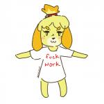 :3 anthro clothing female fur long_shirt looking_at_viewer profanity shirt simple_background solo standing t-pose t-shirt text text_on_clothing text_on_shirt text_on_topwear topwear white_background yellow_body yellow_fur vampiebat animal_crossing nintendo isabelle_(animal_crossing) canid canine canis domestic_dog mammal shih_tzu toy_dog 1:1 2018 english_text hi_res