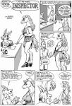 anthro big_breasts black_and_white blush bovid breasts buckteeth butt caprine cleavage clothed clothing comic desk doctor doctor_dee english_text equid equine eyewear female furniture glasses goat horse karno lagomorph leporid male mammal monochrome open_mouth patient rabbit secretary speech_bubble table teeth text thought_bubble