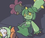 :3 duo grey_background inflatable light pool_toy shadow simple_background stitch_(sewing) oagoner nintendo pokemon generation_5_pokemon lilligant maractus pokemon_(species) lighting low_res shaded