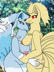 anthro big_breasts breasts duo female female/female forest genitals looking_at_viewer nipples nude plant pussy tree thewholof554 nintendo pokemon alolan_form alolan_ninetales generation_1_pokemon generation_7_pokemon ninetales pokemon_(species) regional_form_(pokemon) 3:4