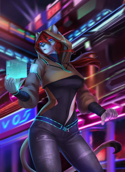 5_fingers anthro blue_eyes breasts clothed clothed_anthro clothed_female clothing female fingers hair low-angle_view midriff navel perspective pose red_hair solo standing tail three-quarter_view tight_clothing elvofirida dyv3ke felid lion mammal pantherine 2022 digital_media_(artwork) digital_painting_(artwork) hi_res painting_(artwork) portrait shaded soft_shading three-quarter_portrait