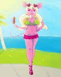 anthro big_breasts blonde_hair blowing_bubble_gum bottomwear breasts bubble bubble_gum candy clothed clothing dessert eyewear female food freckles fur glasses gum hair inflating midriff miniskirt navel nipple_outline penis_popsicle pigtails pink_body pink_fur popsicle seaside shirt skimpy skirt solo tied_shirt topwear touching_hair twirling_hair walking blanca-d transformania_time mammal mouse murid murine rodent 2014 4:5 hi_res