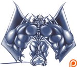 big_muscles bulge clothing footwear high_heels huge_muscles hyper hyper_muscles male muscular overly_muscular pecs semi-anthro shoes small_waist solo wasp_waist dragmon konami yu-gi-oh! obelisk_the_tormentor duel_monster monster hi_res