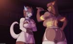 anthro blue_eyes breasts butt clothing dominant dominant_female duo female fish genitals hi_res legwear marine muscular muscular_female pussy roder shark stockings
