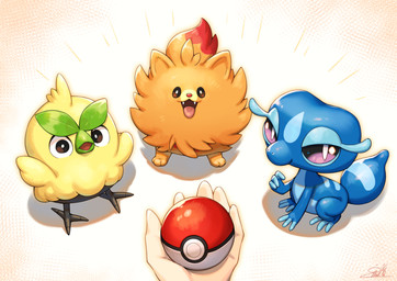 ambiguous_gender biped bipedal_feral feet feral feral_focus fingers front_view fur group looking_at_viewer nude nude_ambiguous pokeball quadruped simple_background sitting smile standard_pokeball standing tail teeth toes tongue trio_focus wings kemokemono nintendo pokemon pokemon_winds_and_waves avian bird browt canid canine gecqua generation_10_pokemon human mammal pokemon_(species) pombon reptile scalie 2026 digital_drawing_(artwork) digital_media_(artwork)