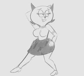 5_fingers anthro arms_bent bedroom_eyes bent_leg big_breasts big_eyes biped bottomwear breasts clothed clothed_anthro clothed_female clothing eyebrows eyelashes female fingers footwear freckled_face freckles fully_clothed fully_clothed_anthro fully_clothed_female half-closed_eyes hand_behind_head hand_on_leg hand_on_own_leg hand_on_own_thigh hand_on_thigh high_heels huge_hips humanoid_hands iris long_eyelashes looking_aside mature_anthro mature_female narrowed_eyes no_pupils pointy_ears pose prick_ears seductive shoes skirt solo standing straight_leg sweater thin_eyebrows topwear whiskers wide_hipped_anthro wide_hipped_female wide_hips 4chan_anon unknown_artist the_complex_adventures_of_eddie_puss mother_puss domestic_cat felid feline felis mammal 2025 digital_drawing_(artwork) digital_media_(artwork) full-length_portrait greyscale hi_res monochrome portrait sketch
