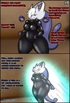 absurd_res al_gx anthro big_breasts black_border border breasts cave clothed clothing comic curvy_figure dialogue english_text fan_character female freckles generation_6_pokemon hair hi_res horn latex latex_clothing latex_skinsuit legendary_pokemon mammal mega_evolution mega_mewtwo mega_mewtwo_y megan_(al_gx) nintendo pokemon pokemon_(species) purple_body red_eyes rubber_clothing short_hair skinsuit story text thick_thighs tight_clothing white_hair wide_hips