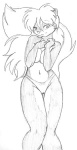 anthro clothed clothing female shy solo tail topless underwear omgtkb mammal mephitid skunk greyscale monochrome sketch