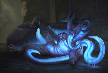 alley genitals glowing glowing_body glowing_genitalia glowing_penis horn long_tail long_tongue male penis tail tongue conditional_dnp reddyrennard reptile scalie snake