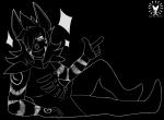 anthro biped black_background cosplay goo-connected_lips meta simple_background solo juandelcoyote.inc deltarune undertale_(series) rouxls_kaard mammal 2d_animation animated monochrome short_playtime