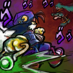 anthro clothing duo gloves handwear male ring marpystar bandai_namco jojo's_bizarre_adventure klonoa_(series) menacing_(meme) menacing_approach king_of_sorrow klonoa 1:1 digital_media_(artwork) hi_res meme