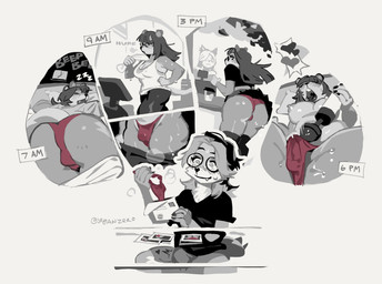 anthro beverage big_breasts blush blush_lines bodily_fluids bottomwear breasts bulge butt clothing coffee coffee_cup container crop_top cum cum_in_clothing cum_in_underwear cum_through_clothing cum_through_panties cum_through_underwear cup duo envelope erect_nipples exercise eyes_closed eyewear genital_fluids genitals glasses gynomorph hair humanoid_hands intersex long_hair looking_pleasured mail nipples open_mouth panties penile penis polaroid_photo red_clothing red_panties red_underwear round_glasses running sex_toy shirt simple_background skirt sleeping snaggle_tooth solo_focus sound_effects spiral spiral_eyes sweat sweaty_arms sweaty_butt tank_top topwear towel treadmill underwear vibrator vibrator_on_penis vowelless vowelless_sound_effect wand_vibrator wardrobe_malfunction wearing_glasses wet wet_clothing wet_underwear white_background zzz jeganzero ashley_(soft_rain) mammal mouse murid murine rodent 2026 digital_drawing_(artwork) digital_media_(artwork) hi_res sequence