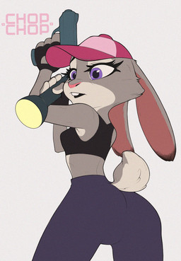 4_fingers alternate_costume anthro baseball_cap big_butt biped breasts buckteeth butt clothed clothed_anthro clothed_female clothing countershade_face countershade_fur countershade_hands countershade_tail countershade_torso countershading dipstick_ears ear_markings eyebrows eyelashes female female_anthro fingers flashlight fully_clothed fully_clothed_anthro fully_clothed_female fur gun handgun hat headgear headwear holding_flashlight holding_gun holding_handgun holding_object holding_pistol holding_ranged_weapon holding_weapon iris multicolored_ears pink_inner_ear pink_nose pistol pupils purple_eyes ranged_weapon rear_view scut_tail short_tail simple_background small_breasts snout solo tail teeth thick_thighs three-quarter_view weapon wide_hips chopchop disney zootopia judy_hopps european_rabbit lagomorph leporid mammal oryctolagus rabbit portrait three-quarter_portrait