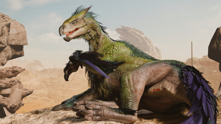 anus beak bedroom_eyes female female_feral feral genitals looking_at_viewer lying narrowed_eyes on_side outside seductive solo tail vulva decary dewith_(modeler) capcom monster_hunter bird_wyvern seikret absurd_res hi_res tagme