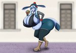 anthro areola areola_slip belly belly_overhang big_belly big_breasts big_butt breasts burger butt clothed clothing female food fully_clothed huge_breasts looking_at_viewer nipple_outline overweight overweight_anthro overweight_female pokemorph solo thick_thighs wide_hips escapefromexpansion nintendo pokemon ashley_(sandslash) eeveelution generation_4_pokemon glaceon pokemon_(species) hi_res